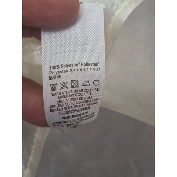 Unique 21 Pussybow Sheer Organza Blouse Sz 4 Button Up Long Sleeve Coquette - Picture 13 of 15